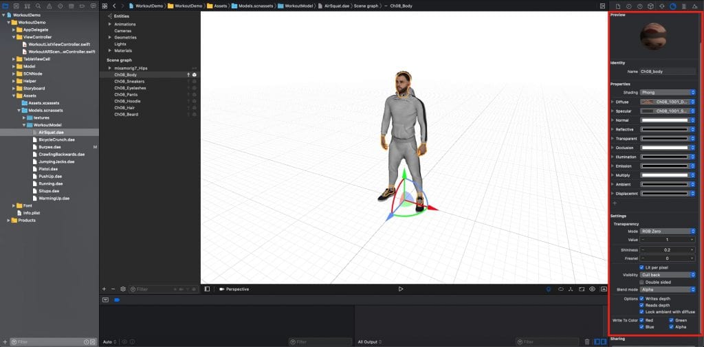 3D model preview in Xcode